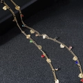 Chaîne de cheveux dorée avec pendentifs cœur et strass colorés pour coiffure femme - Doré