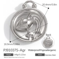 Polished stainless steel Aquarius zodiac charm pendant with double-sided design and dimensions - Aquarius Style (PJ91037S-Agr)