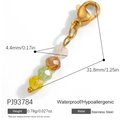 Pendentif en acier inoxydable fait main avec perles de cristal et fermoir doré - Style Perle de Cristal Dégradé Multicolore (PJ93784)
