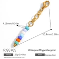Pendentif en acier inoxydable avec perles multicolores et fermoir mousqueton robuste - Style de Perles en Sept Couleurs (PJ93785)