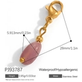 Pink teardrop stone pendant with gold stainless steel clasp for jewelry making - Pink Teardrop Bead Style (PJ93787)