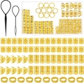 Set de 72 piezas de joyería para el pelo dorada con clips espirales y anillos - Dorado (Con Caja de Almacenamiento)