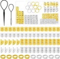 Detail view of 72pcs gold and silver hair braid rings with alloy spiral clips and tools - Gold And Silver Mixed Decorative Selection