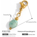 Pendentif coeur en acier inoxydable doré avec perle en pierre naturelle verte - Style Amazonite Vert Pâle (PJ93788)