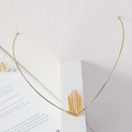 Minimalist gold alloy necklace featuring a radiant fan-shaped textured metal fringe - Fluid Style (B9208)