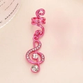 Bijou de cheveux en forme de clé de sol rose avec strass brillants pour tresses - Pince Spirale avec Pendentif Note de Musique en Strass