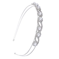 Elegante cerchietto da sposa con doppia fascia argentata, strass scintillanti e perle bianche - Argento (C8110)