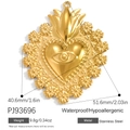 18K gold plated stainless steel sacred heart and eye pendant with daisy flower details - Sacred Heart All-Seeing Eye Daisy Style (PJ93696)