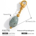 Pendentif en acier inoxydable étanche avec pierre naturelle bleu clair et fermoir mousqueton - Style Pierre Brute Bleu Clair Ovale (PJ93790)