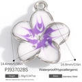 DIY flower pendant in stainless steel with purple enamel and 18K gold plating - White Purple Gradient Petal Style (PJ93702BS)