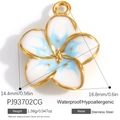 18K gold plated stainless steel plumeria flower pendant in white and light blue gradient - White Blue Gradient Petal Style (PJ93702CG)