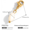 Stainless steel oval white imitation pearl pendant with gold lobster clasp accessory - White Faux Pearl Style (PJ93793)