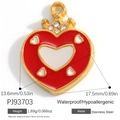 Waterproof stainless steel heart crown pendant with red enamel and small rhinestones - Red Heart Crown Style (PJ93703)