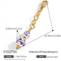 Golden stainless steel chain extension with blue floral pattern ceramic beads - Porcelain Style Blue White Bead (PJ93794)