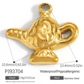 Waterproof gold stainless steel genie lamp charm pendant for DIY jewelry design - Gold Aladdin Lamp Style (PJ93704)