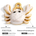 18K gold plated stainless steel crab pendant with white enamel filling and hypoallergic finish - White Enamel Crab Style (PJ93705A)