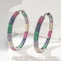 Silberne Creolen mit mehrfarbigen Micro-Pave-Zirkonia-Steinen im edlen Look - Silber (L5506)