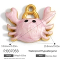 Pink glitter crab pendant in 18K gold plated stainless steel, 13.6mm size detail - Pink Glitter Crab Style (PJ93705B)