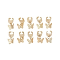 Set de 10 anillos dorados para el cabello con colgantes de mariposa para peinados DIY - Estilo Colgante de Mariposa Dorada