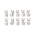 Set de 10 anillos para el cabello de metal plateado con colgantes de mariposa - Estilo colgante mariposa plateado