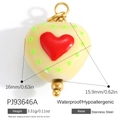Yellow heart stainless steel pendant with red heart center and green polka dots - Yellow Polka Dot Heart (PJ93646A)