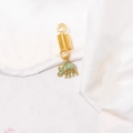 Goldener Haarspirale-Ring mit türkisem Emaille-Elefantenanhänger für Dreadlock-Zubehör - Elefant (F1403)