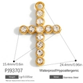 Waterproof gold stainless steel cross pendant with sparkling zircons for DIY jewelry - Rhinestone Cross Style (PJ93707)
