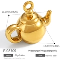 Miniature teapot pendant in 18K gold plated stainless steel for DIY jewelry making - Gold Teapot Style (PJ93709)
