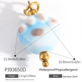 Blue and white cat paw stainless steel pendant charm with 11.9mm dimensions - Light Blue Cat Paw (PJ93650D)