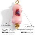 Pink hourglass pendant in stainless steel with colorful glaze for DIY necklace - Light Pink Gradient Cylinder (PJ93651A)