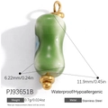 Peanut-shaped green and white gradient stainless steel pendant bead for DIY jewelry - Green Gradient Cylinder (PJ93651B)