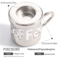 Ciondolo a forma di tazzina da caffè in acciaio inossidabile argento con incisione - Ciondolo Tazzina da Caffè Argento Lucido (PJ92363BS)