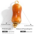 Brown speckled cylindrical stainless steel pendant charm with dimensions 11.9mm by 6.22mm - Orange Brown Spotted Cylinder (PJ93651D)