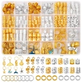 Détail du set de 292 bijoux de cheveux avec pendentifs dorés et argentés en boîte - Ensemble (Avec Boîte) / Mélange Or & Argent
