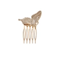 Eleganter goldener Schmetterlings-Haarkamm mit hohlen Flügeln und Metall-Clip - Schmetterlingsstil (5-Zahn-Kamm) / Gold Linke Seite