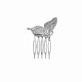 Eleganter silberner Schmetterlings-Haarkamm mit funkelnden Kristallen und Metallclip - Schmetterlingsstil (5-Zahn-Kamm) / Silber Linke Seite