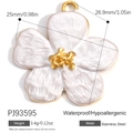 Weißer fünfblättriger Blumenanhänger aus 18K vergoldetem Edelstahl für DIY-Schmuck - Weiße Fünfblättrige Blume Gold Staubblatt Anhänger (PJ93595)