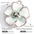 18K gold plated stainless steel flower pendant with white enamel petals and green center - White Flower Style (PJ93459CS)