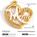 Pendentif coeur en acier doré avec émail blanc Mom et petits cristaux brillants - Style Cœur Mom Strass (PJ93541)