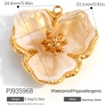 Rosa Harz-Blumenanhänger mit goldenen Edelstahlkanten für die Schmuckherstellung - Rosa Dreiblättrige Blume Gold Rahmen Anhänger (PJ93596B)