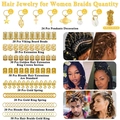 Parure de 259 bijoux de cheveux dorés avec perles, couronnes et anneaux pour tresses - Style Doré / Doré