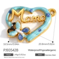 Pendentif cœur doré avec gravure Mama et papillon en émail bleu en acier inoxydable - Style Papillon Mama Bleu (PJ93542B)