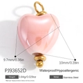 Pink heart-shaped stainless steel pendant with pearl finish and gold-plated hanging loop - Pink Heart (PJ93652D)