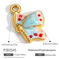 Blue and white butterfly charm in stainless steel for jewelry making with enamel finish - Blue Butterfly Style (PJ93545)