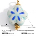 Blue gradient stainless steel five-petal flower pendant for DIY necklace making - Blue White Gradient Flower (PJ93654B)