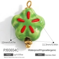 Green star stainless steel pendant with red pattern and golden metal loop accessory - Emerald Green Flower (PJ93654C)