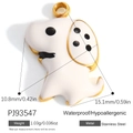 Golden stainless steel cartoon dog pendant with white enamel finish and dimensions - Cartoon Dog Style (PJ93547)