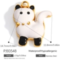 Black and white enamel cat charm pendant in 18K gold plated stainless steel - Black White Cat Style (PJ93548)