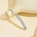 Detailed macro view of the silver alloy hair clip with sparkling rectangular rhinestones - Bobby Pin Silver (E2327) / Silver