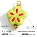 Green flower-shaped stainless steel pendant charm with red details and gold hardware - Tender Green Flower (PJ93654E)